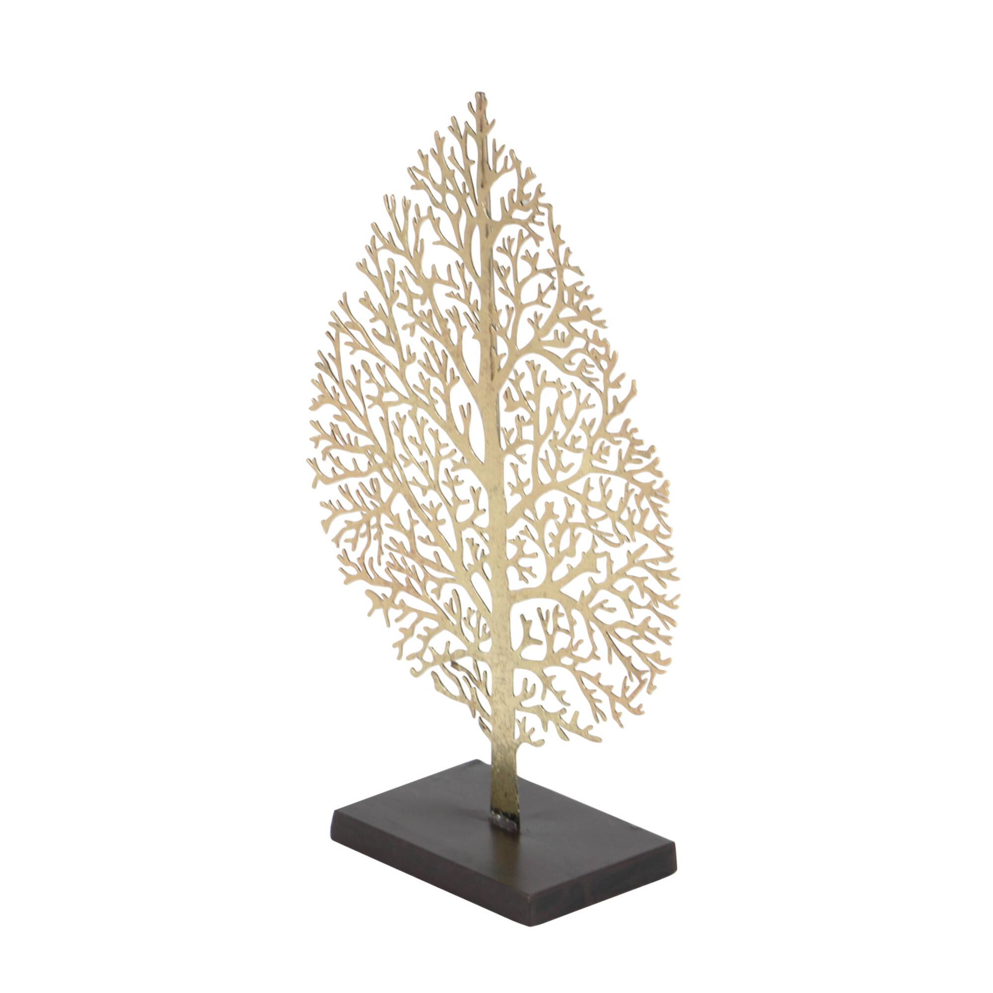 16" Gold Metal Traditional Nature Sculpture
